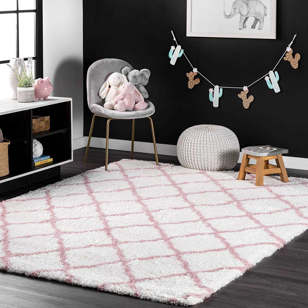 Best for Girls - nuLOOM Nelda Trellis Shag Area Rug Baby Pink