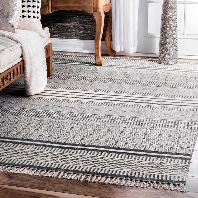 Safavieh Handmade Flatweave Grey and Ivory Organic Cotton Area Rug